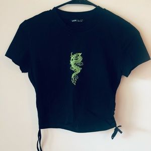 Black drawstring crop top